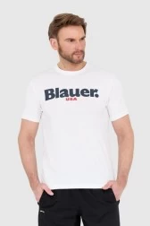 BLAUER Biały męski t-shirt...