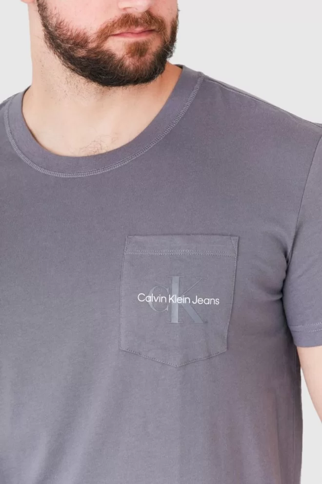 CALVIN KLEIN JEANS Szary t-shirt męski z logo