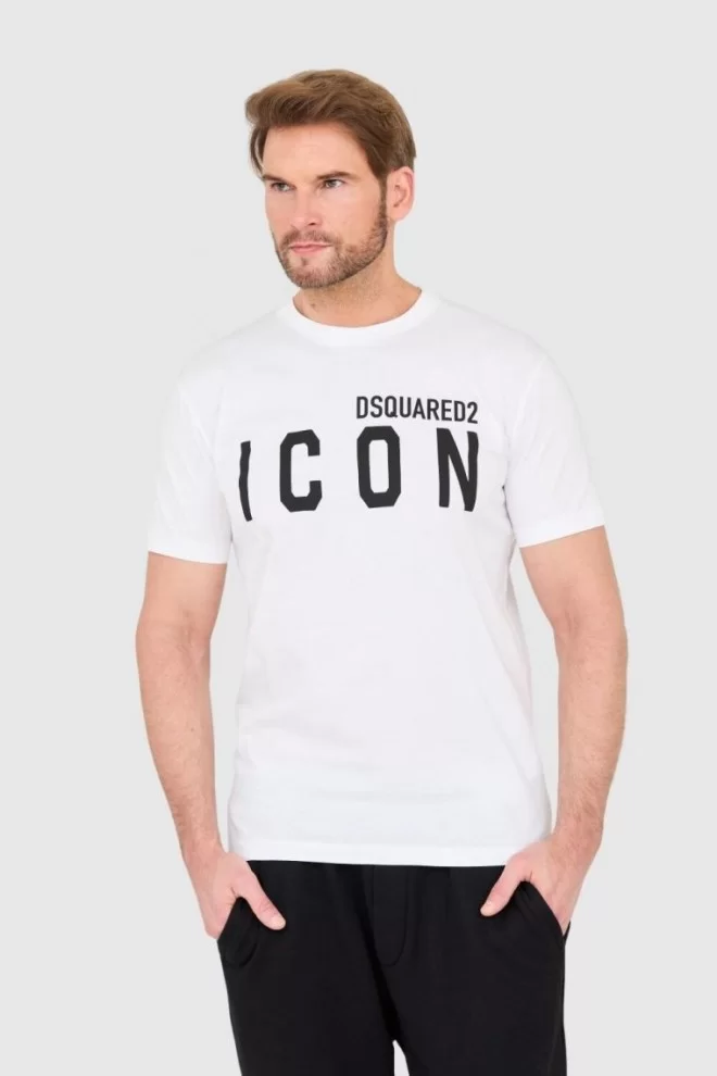 DSQUARED2 White men's t-shirt with large icon logo