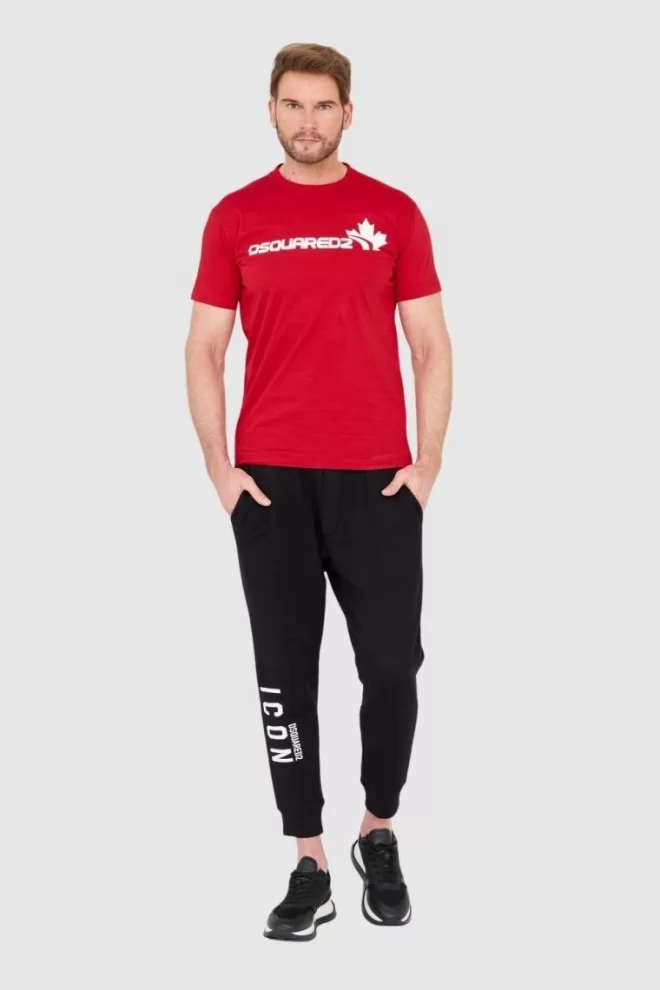 DSQUARED2 Червона бавовняна футболка з великим логотипом