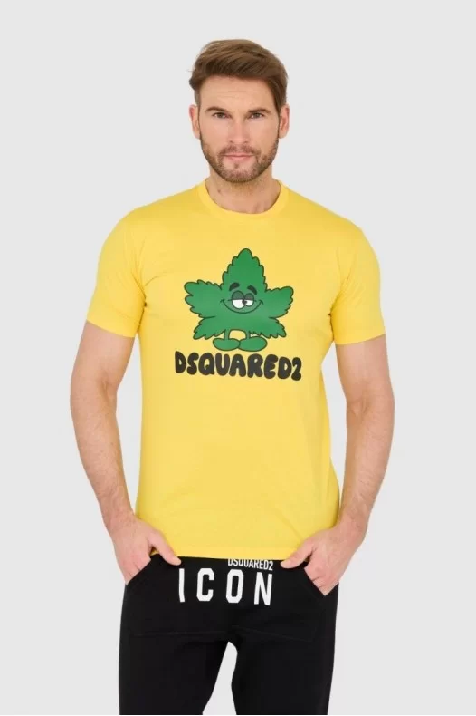 DSQUARED2 Żółty t-shirt z...