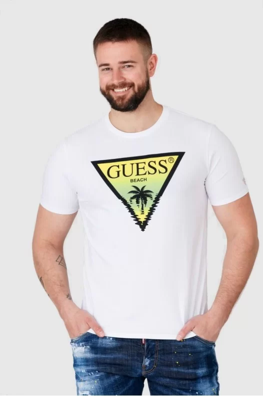 GUESS Biały t-shirt męski z...
