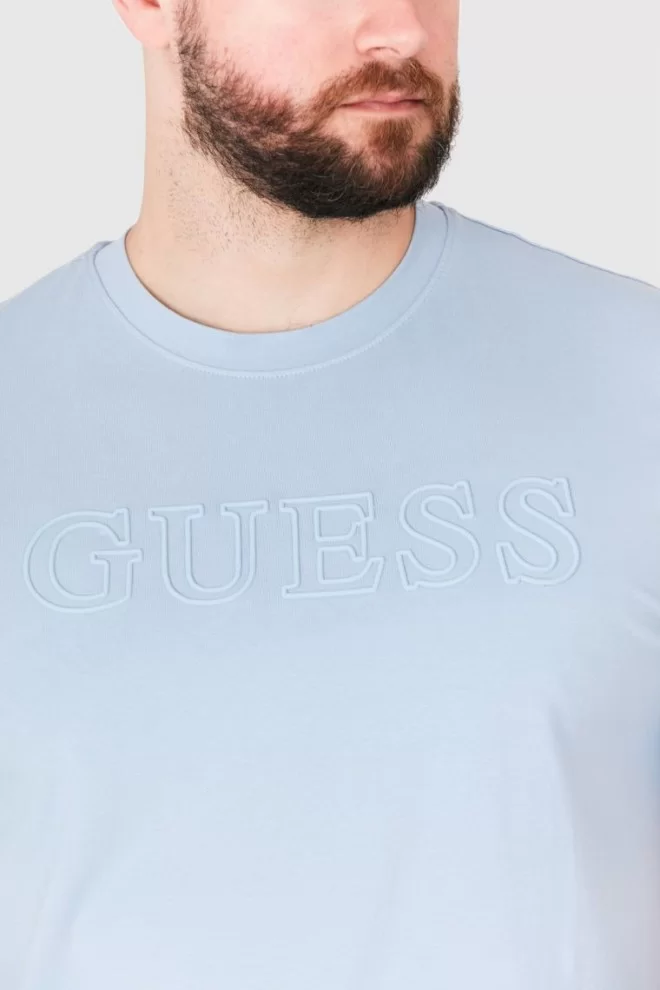 GUESS Blue men's t-shirt with embossed logo