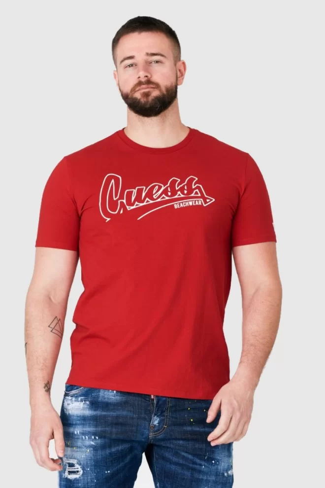 GUESS Red men's beachwear t-shirt
