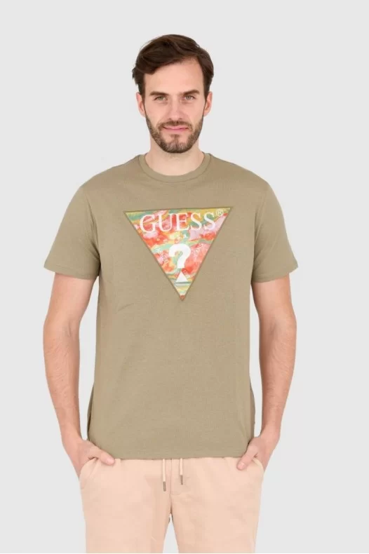 GUESS T-shirt zielony slim fit