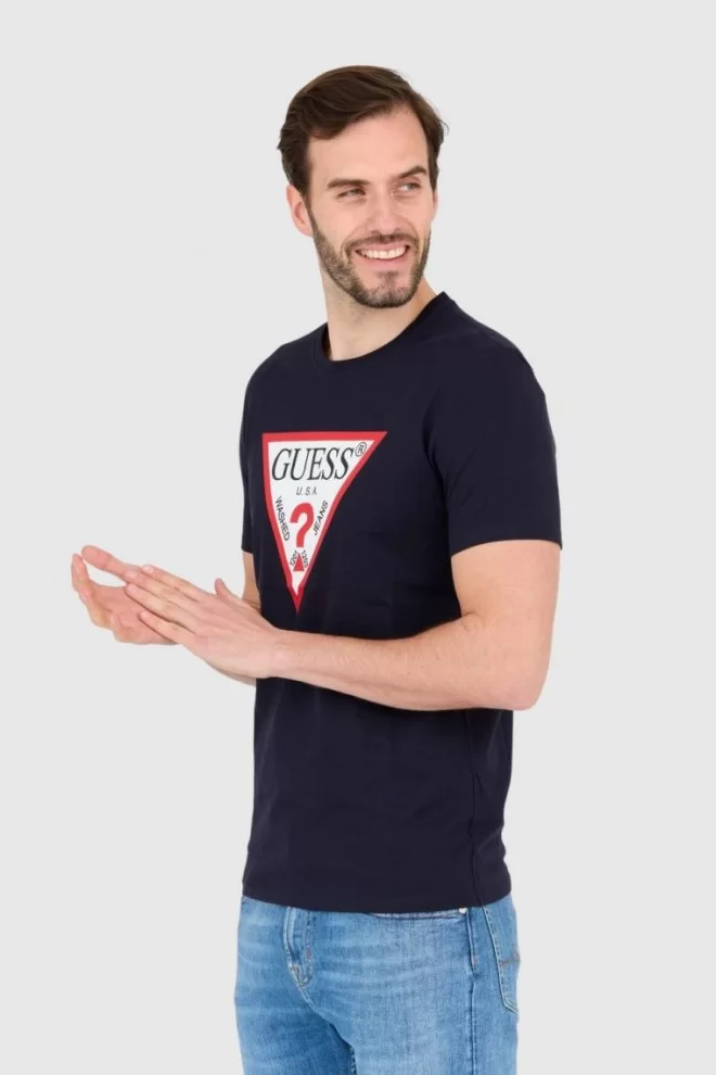 GUESS T-shirt navy blue slim fit