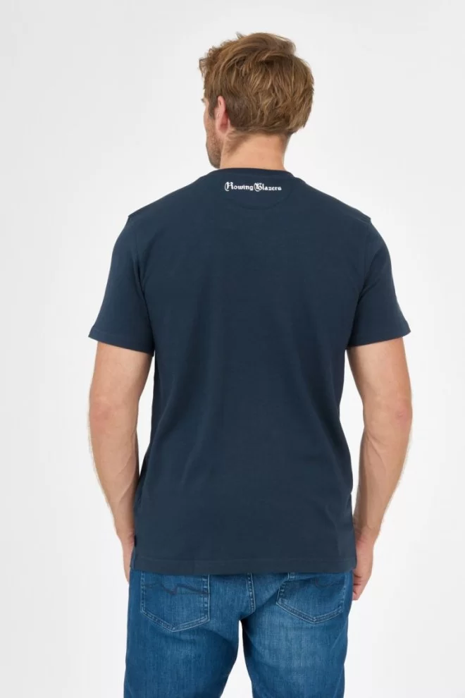 LA MARTINA Granatowy t-shirt męski z dużym logo