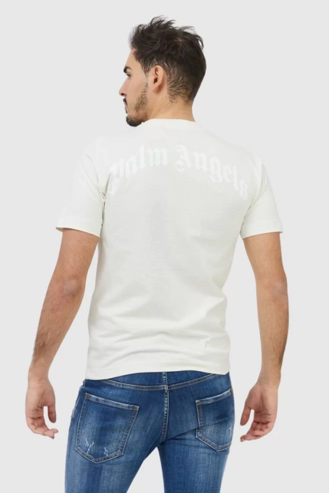 PALM ANGELS Biały t-shirt męski z misiem