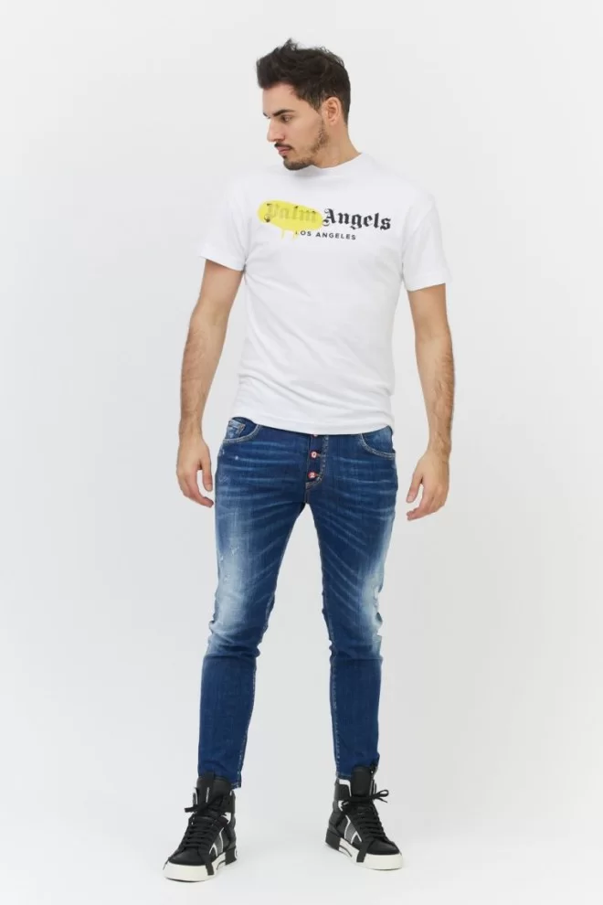 PALM ANGELS Biały t-shirt męski z logo