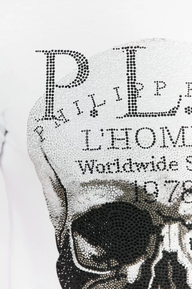 PHILIPP PLEIN White t-shirt Platinum cut round neck skull