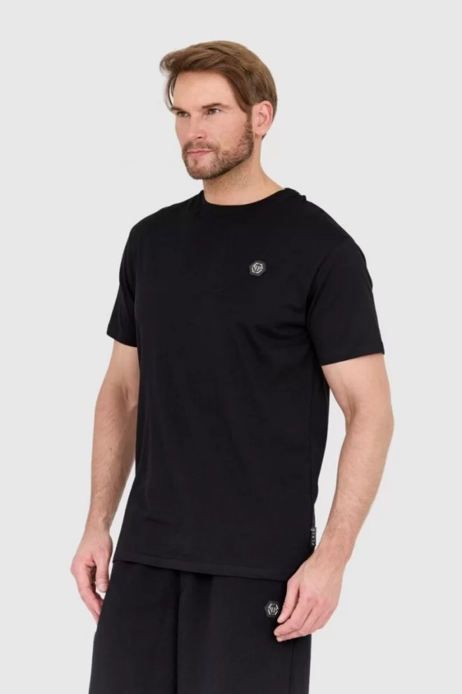 PHILIPP PLEIN Black t-shirt with rhinestone snake on back