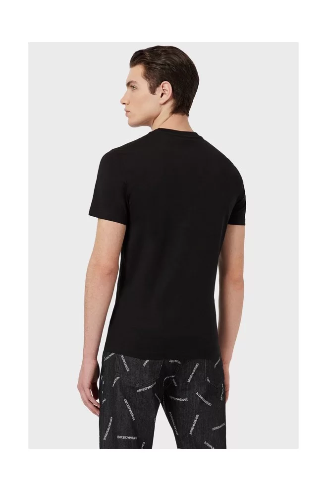 EMPORIO ARMANI T-shirt męski, czarny wyszywane logo
