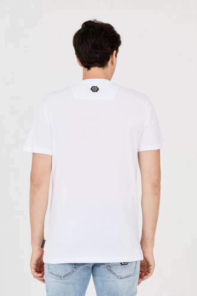 PHILIPP PLEIN T-shirt męski biały z dużym logo