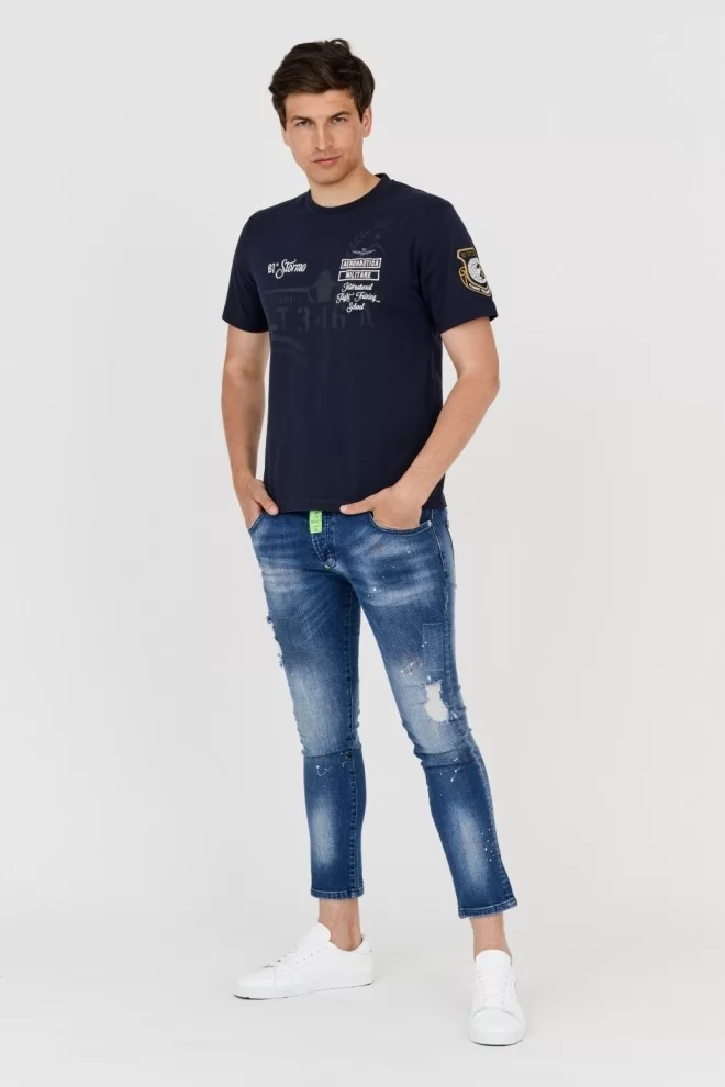 AERONAUTICA MILITARE Granatowy t-shirt męski