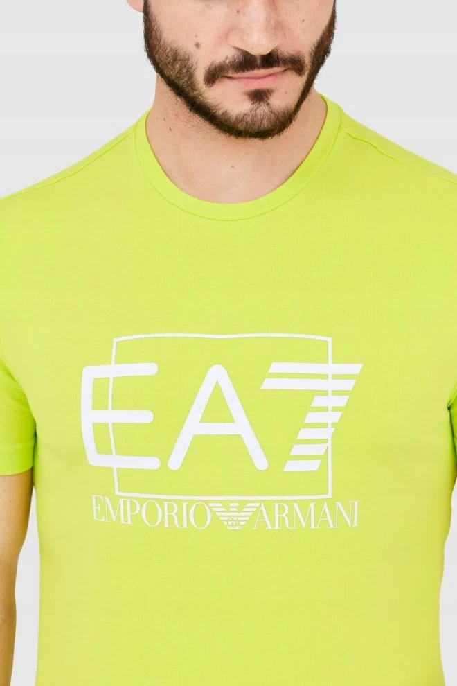 EA7 Zielony męski t-shirt z dużym białym logo