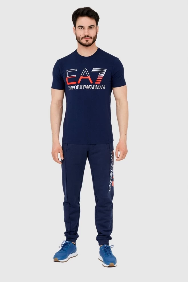 EA7 Men's navy blue T-shirt with large logo