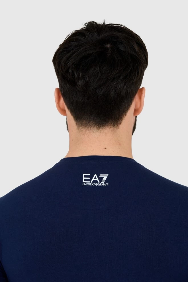 EA7 T-shirt męski granatowy z dużym logo