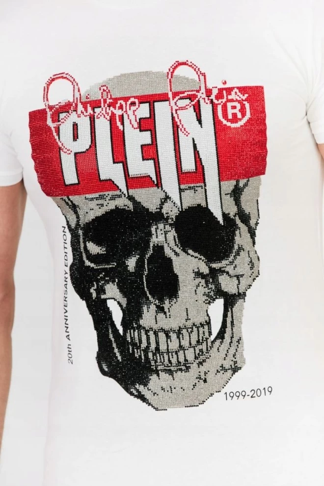 PHILIPP PLEIN White t-shirt with skull and logo