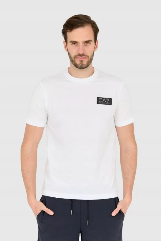 EA7 Biały męski t-shirt z...