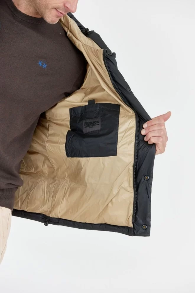 BLAUER Czarna puchowa kurtka męska Tracy z kapturem