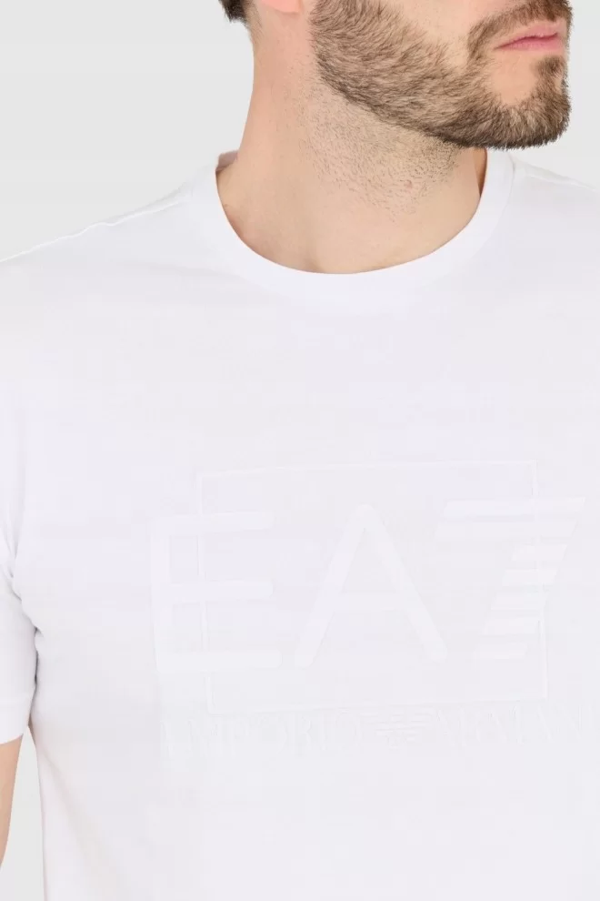 EA7 White men's t-shirt with large white logo