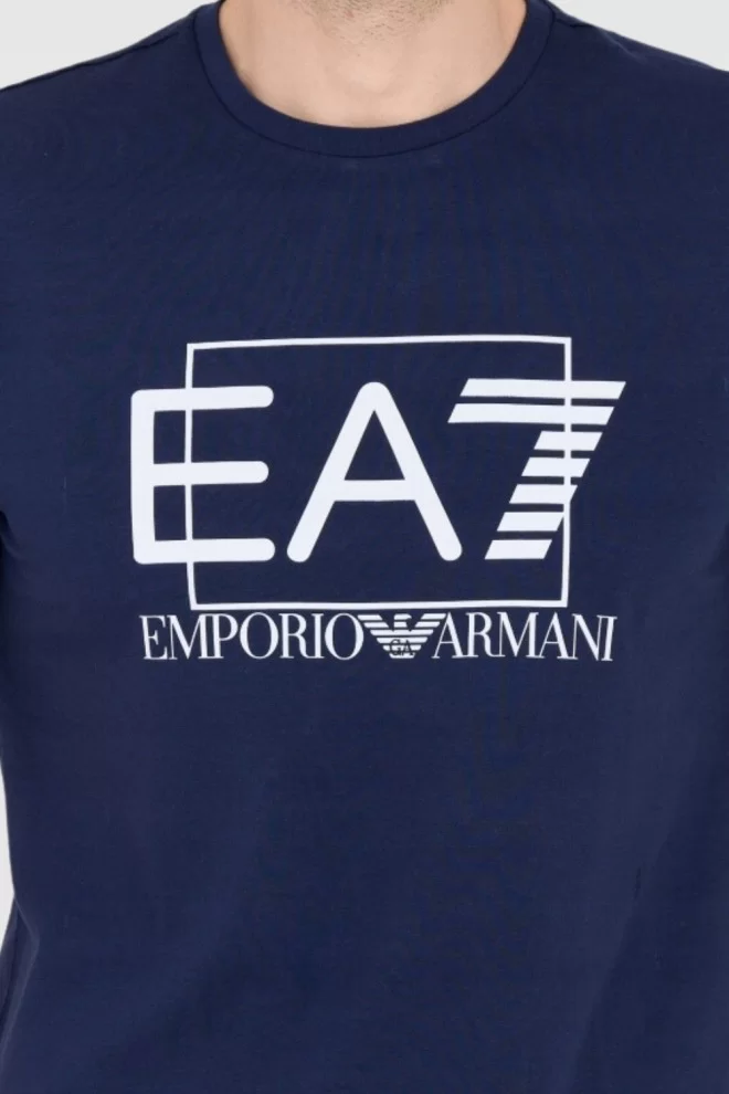 EA7 Navy blue men's t-shirt with white logo
