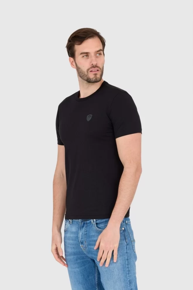 EA7 Black men's t-shirt with logo patch