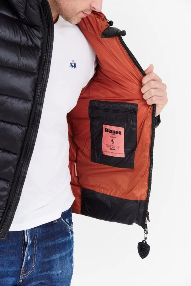 BLAUER Чорний чоловічий пуховик Virgil з капюшоном