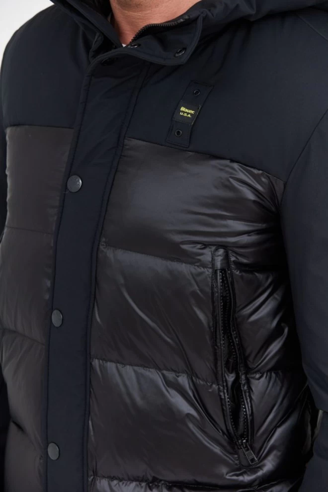 BLAUER Black men's down jacket with hood EDUARDO