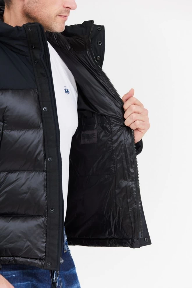 BLAUER Black men's down jacket with hood EDUARDO