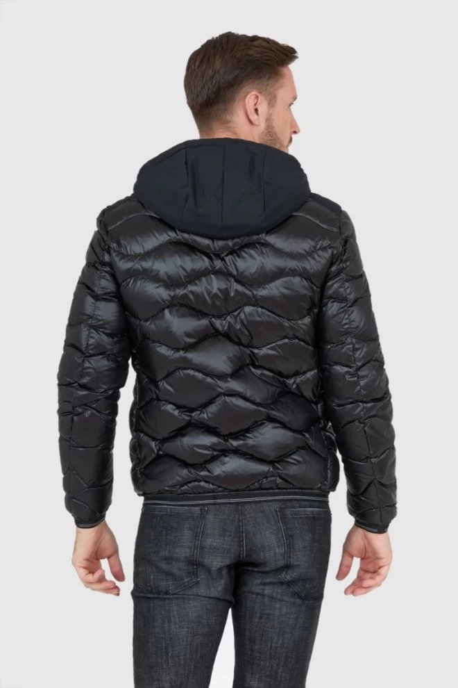 BLAUER Black men's down jacket with hood