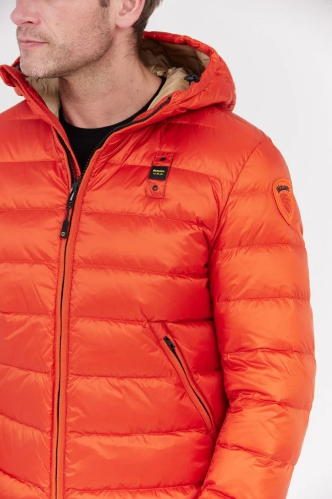 BLAUER Sergio orange down jacket with hood
