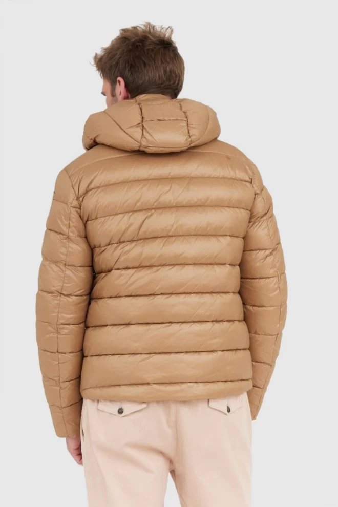 BLAUER Light brown men's Virgil down jacket with hood