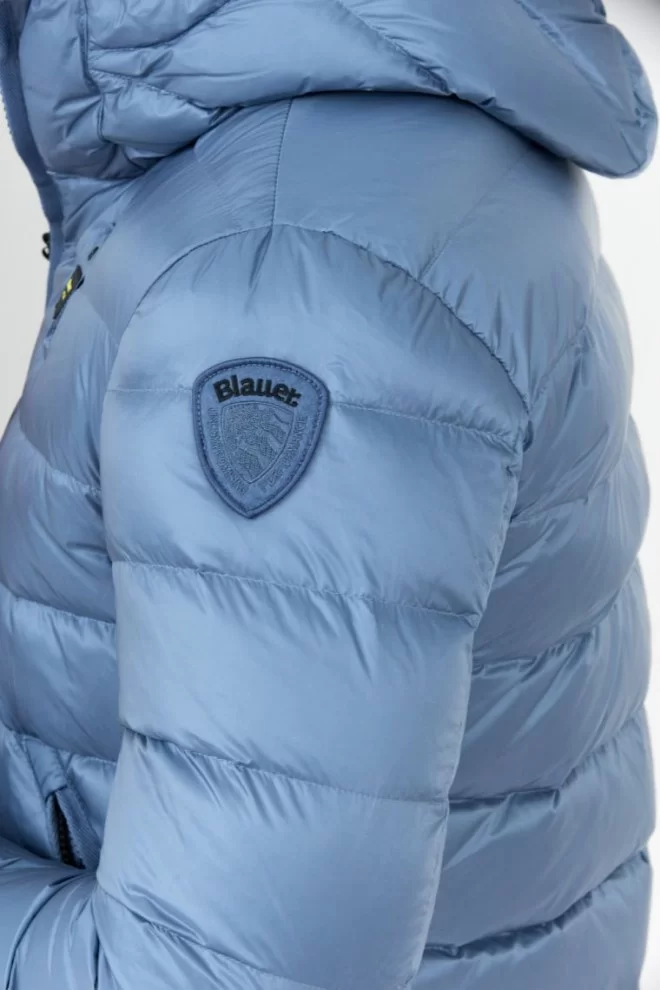 BLAUER Blue men's down jacket with hood