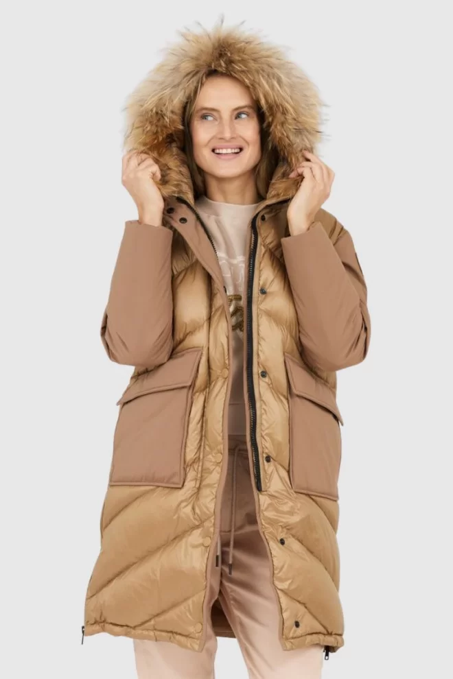 BLAUER Brown Gwendolyn down jacket with hood