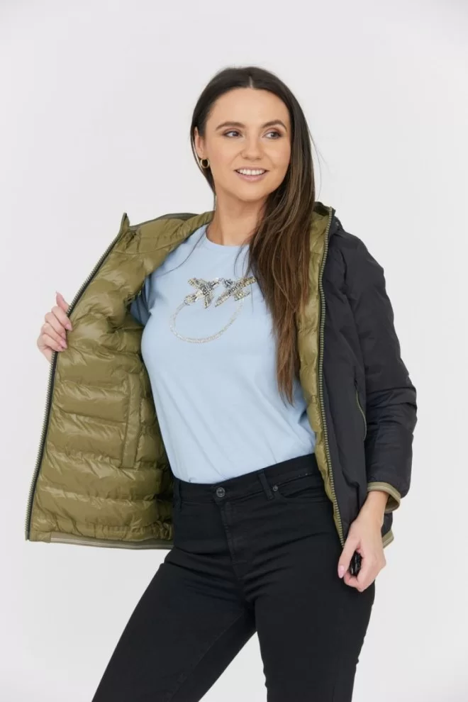BLAUER Czarno-zielona dwustronna kurtka Stella reversible down jacket