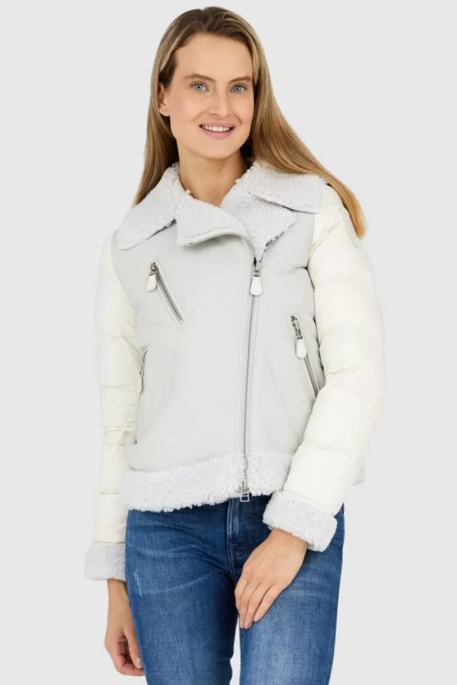 BLAUER Dove sheepskin coat for women with quilted sleeves