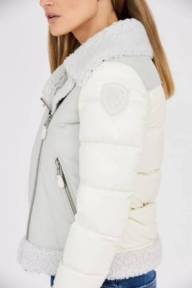 BLAUER Dove sheepskin coat for women with quilted sleeves