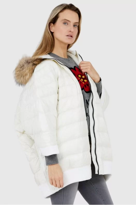 BLAUER Ecru down cape with...