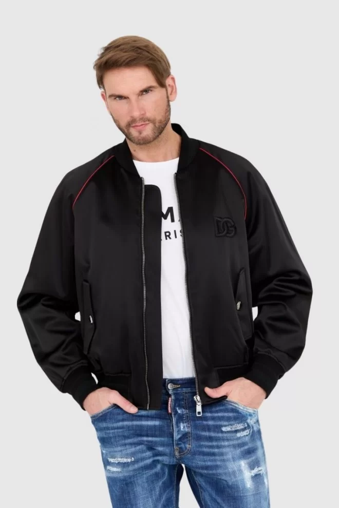 DOLCE & GABBANA Black bomber outwear jacket