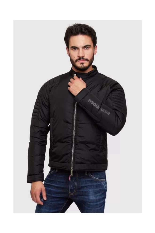 DSQUARED2 Men's black down jacket with stand-up collar