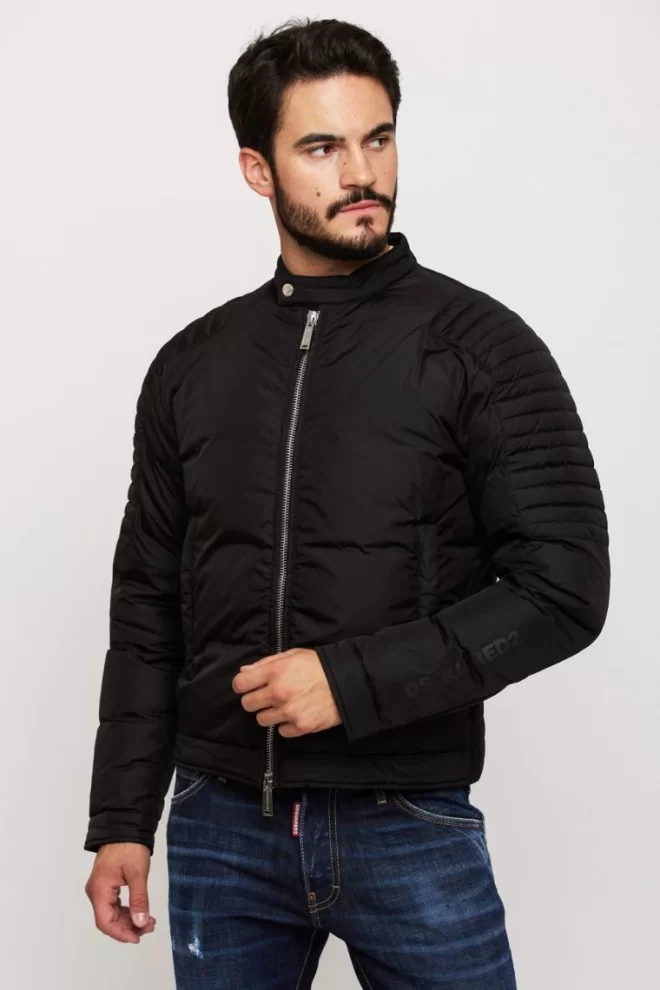 DSQUARED2 Men's black down jacket with stand-up collar