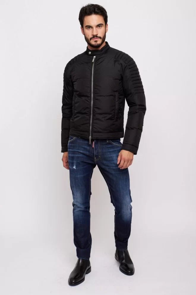 DSQUARED2 Men's black down jacket with stand-up collar