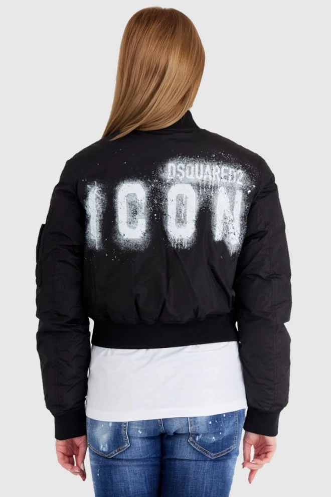 DSQUARED2 Czarna kurtka damska icon bomber