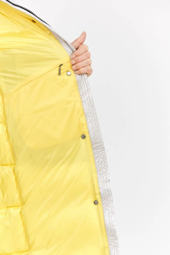 HETREGO Beige shiny down coat with detachable sleeves summer