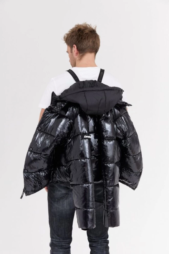 INVICTA Black glossy down jacket with hood