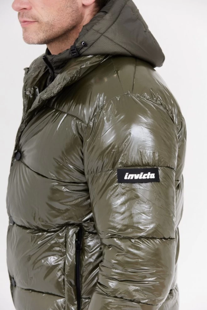 INVICTA Green shiny down jacket with hood