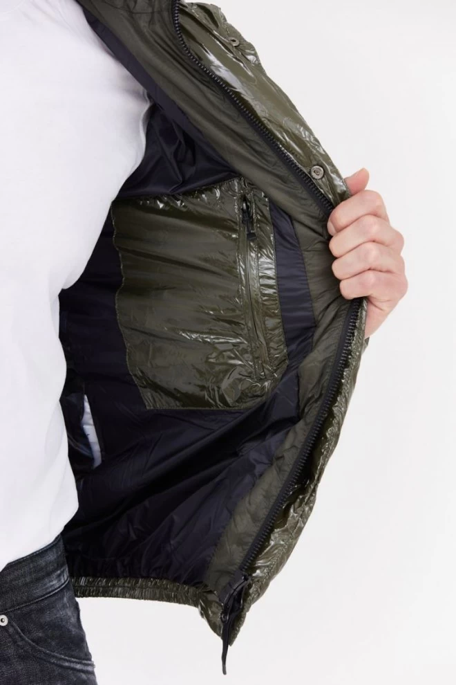 INVICTA Green shiny down jacket with hood