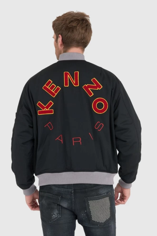 KENZO Black men's bomber jacket with vintage logo