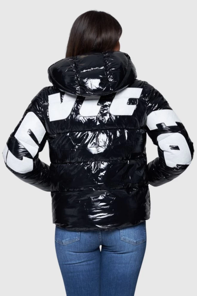 INVICTA Błyszcząca krótka kurtka puchowa damska z kapturem